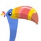 Funny toucan cartoon. Vector bird illustration.