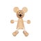 Funny toy mouse on a white background. Wooden Toy mouse full length. Toy mouse close up