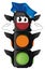 Funny traffic light with hands in cap