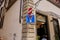 Funny traffic signs, Florence, Italy-March 30, 2018: No Entry and Dead End street signs in streets of Florence were animated by a