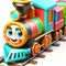 Funny train cartoon with colorful carriages. AI generated