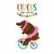 Funny trained circus bear riding a Bicycle. Vector illustration. Circus artist bear.