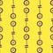 Funny transport seamless pattern with simple bicycle print elements. Bright yellow background. Hand drawn shapes