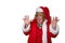 Funny travesty actor. Drag queen in santa costume. Isolated