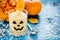 Funny treats for kids for Halloween pumpkin cream