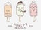 Funny trendy hand drawn hipster ice cream