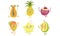 Funny Tropical Fruit Characters Set, Papaya, Pineapple, Lychee, Mango, Carambola, Durian, Vector Illustration