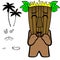 Funny tropical hawaian tiki mask character cartoon kawaii expressions collection illustration