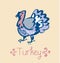 Funny turkey sketch. french cuisine stylish poultry
