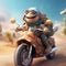 The funny turtle riding motorcycles