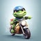 The funny turtle riding motorcycles