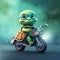 The funny turtle riding motorcycles