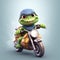 The funny turtle riding motorcycles