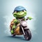 The funny turtle riding motorcycles