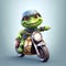 The funny turtle riding motorcycles