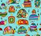 Funny turtles collection, seamless pattern for your design