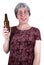 Funny Ugly Mature Senior Woman Drunk Drinking Beer