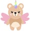 Funny unicorn teddy bear isolated