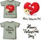 Funny valentine shirt with heart and teddy - vector