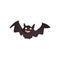 Funny vampire bat flying with wide spread wings