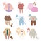 Funny vector baby kids clothes icon set
