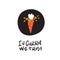 Funny vector cartoon illustration of carrot with a halo. Humorous quote In carrot we trust. Healthy eating obsession idea.