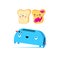 Funny vector cartoon toast and toaster