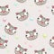 Funny vector childish seamless pattern with crazy cat faces.