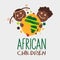 Funny vector concept of African children show map of africa. Sign for International Day of the African Child