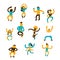 Funny vector hand drawn dancing people. Doodle.