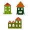 Funny vector houses with red roofs