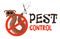Funny vector illustration of pest control logo for fumigation business. Comic locked centipede or chilopoda surrenders. Design for