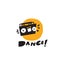 Funny vector illustration of retro record player and the word Dance.