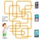 Funny Vector Maze Game: Boy and New Mobile Phone