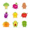 Funny vegetables characters cartoon set