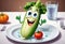 funny vegetables on a plate. lunch for weight loss. healthy food. breakfast for a slim figure. vegetarian smile