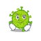 Funny virus corona cell mascot character showing confident gesture