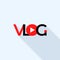 Funny vlog logo, flat style