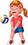 Funny Volleyball In Red Shirt And Red Shoes Cartoon