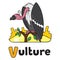 Funny vulture, illustration for ABC. Alphabet V