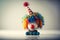 Funny wacky colorful clown on a solid flat background. AI generated. April fool\\\'s day