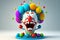 Funny wacky colorful clown on a solid flat background. AI generated. April fool\\\'s day