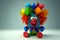 Funny wacky colorful clown on a solid flat background. AI generated. April fool\\\'s day