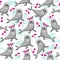 Funny Walrus Seamless Pattern and fruits