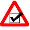 Funny warning road sign check box black icon isolated