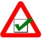 Funny warning road sign check box green icon