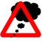 Funny warning road sign thinking cloud icon isolated