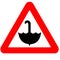 Funny warning road sign umbrella icon isolated