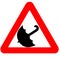 Funny warning road sign umbrella on its side icon