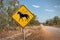 Funny warning sign - winged horses ahead, Northern Territories,